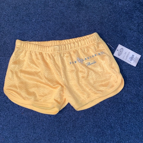 Wings Exist Beach store Beach shorts yellow athletic mesh Ft. Lauderdale Florida - Picture 3 of 11